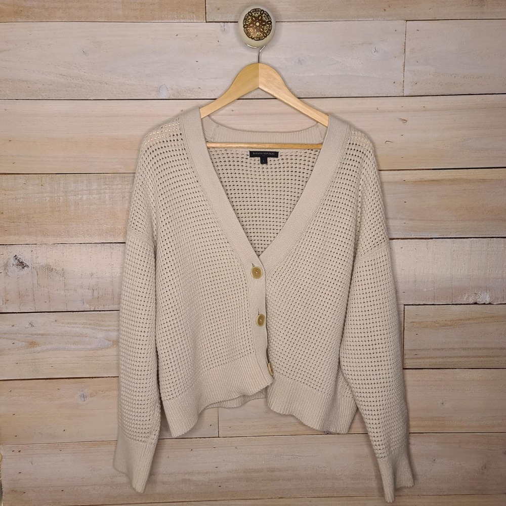 Cottagecore Coastal Grandmother Scandi Style Banana Republic Large Cardigan W